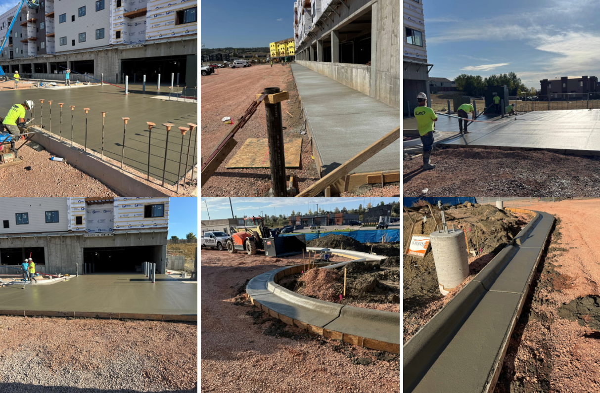 Images of Lester-Robbins Construction workers site paving at the 5th Street Apartment Complex in Rapid City, SD.