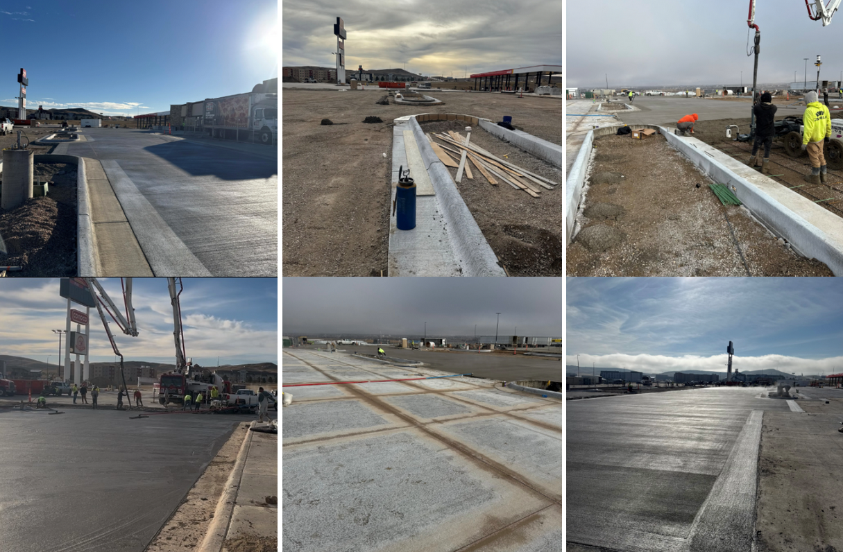 Images of Lester-Robbins Construction workers site paving at the Flying J Gas Station site in Rapid City, SD.